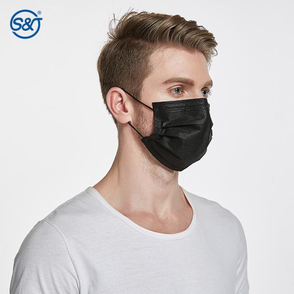 S&J Protective Nonwoven Disposable Black Face Mask Surgical Respirator 4-ply Fully Colored Premium Quality ASTM LEVEL3 TYPE IIR