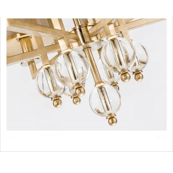 Brass Body Crystal Shade LED Chandelier with 50000 Hours Lifespan for Modern Dining Room Lighting