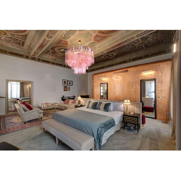 Vidrio de la lámpara del vintage de 4 niveles y estructura niquelada del metal