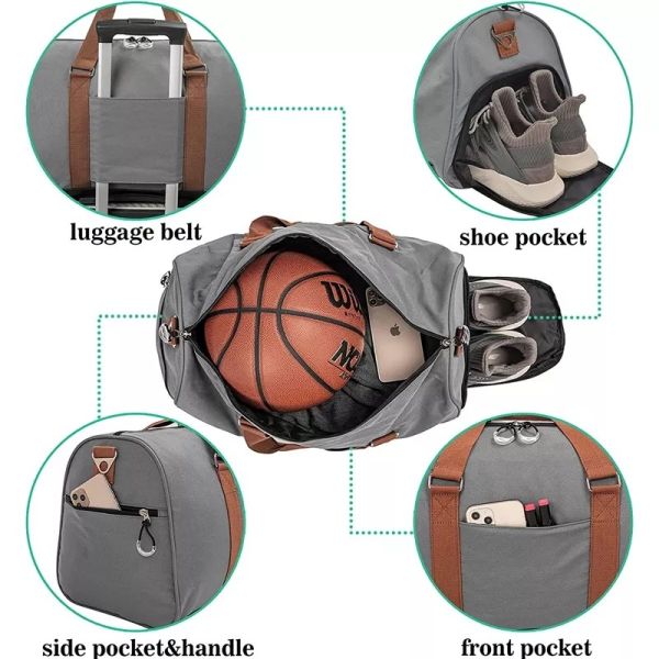 Unisex Anti Theft Travel Bag Solid Color Water Proof Duffle Bag Storage Luggage Trolley