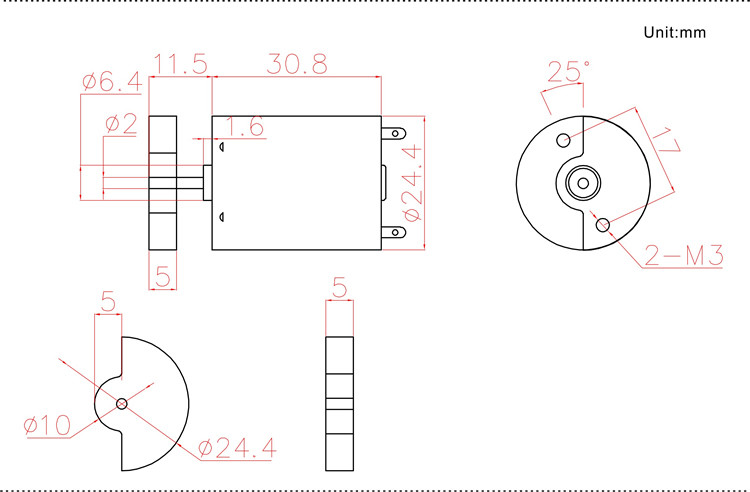 Мотора Dc вибрации вала 370 24MM вращающий момент 6V 12V 24v 6000rpm двойного высокий