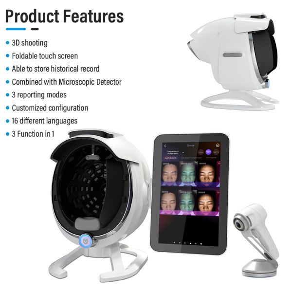 2024 New Design Beauty Salon Portable 3D Facial AI Scanner Home Use Skin Problem Analyzer Machine JC065