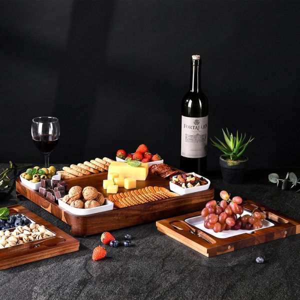 Customizable Multi-Function Bamboo Cutting Board with Stand and Collapsible Colander