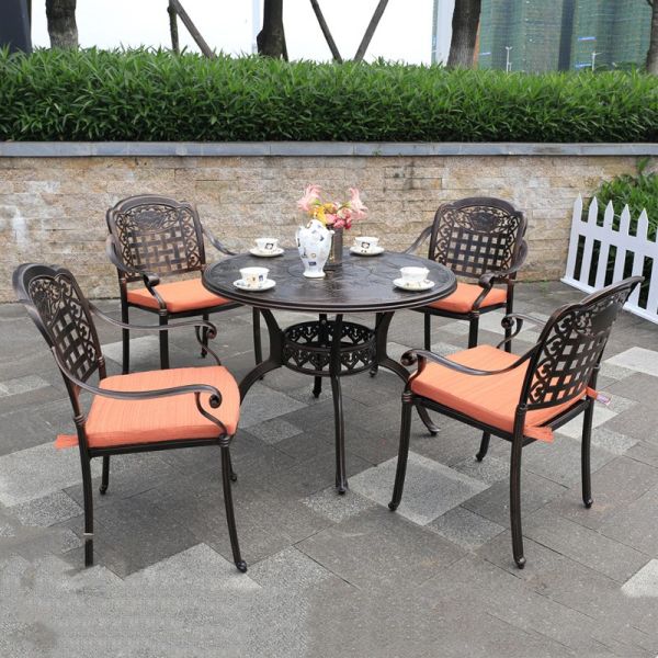 Outdoor Furniture Garden Dining Set Round Cast Aluminum Set with Customizable Options