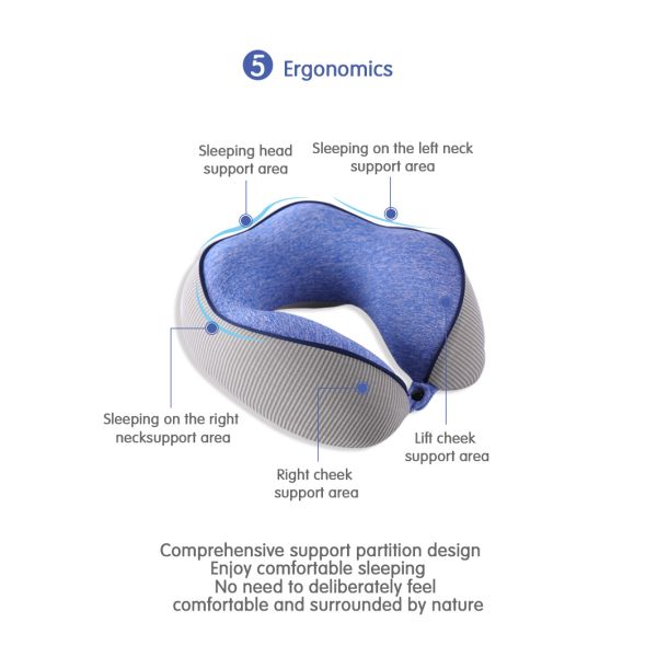 Travel Essential Memory Foam U Shaped Neck Travel Pillow for Car and Airplane Support