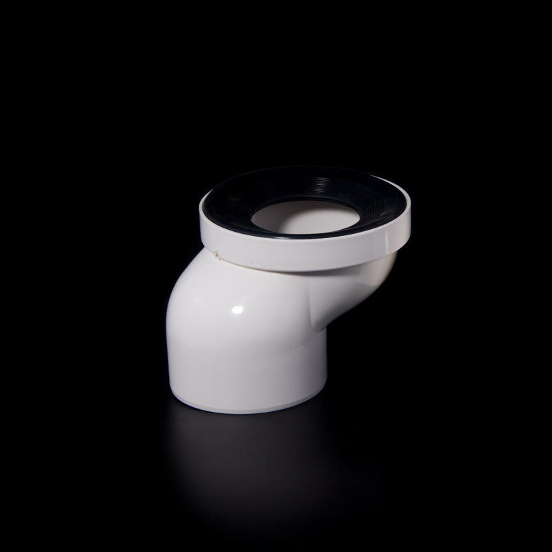 the white pvc toilet positioner pipe fitting with rubber ring directly discharges water.