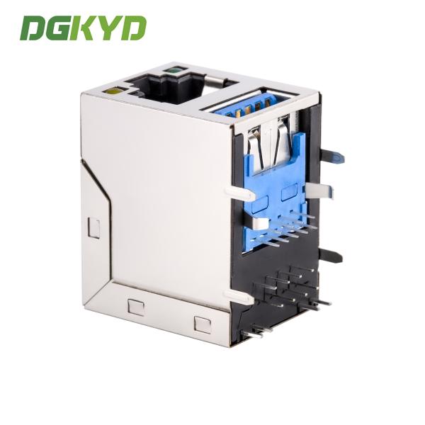 2x1 Stack RJ45 USB Connector Combo Jack W / USB 3.0 1-1909119-4 RoHS Compliance KRJ-USB03YGZNL