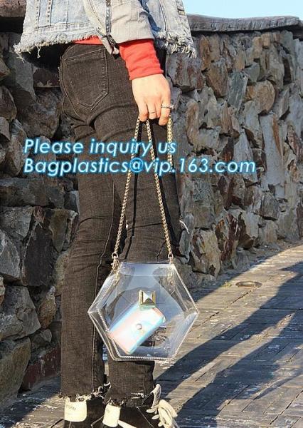 handbags pvc shoulder bag for ladies zipper waterproof pvc bag, transparent PVC shoulder bags, fashion laser handbag PVC