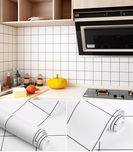 Modern Tile Mosaic Ceramic Wallpaper Roll for Kitchen Cupboard Cabinet Furniture Self Adhesive DIY Wall Stickers