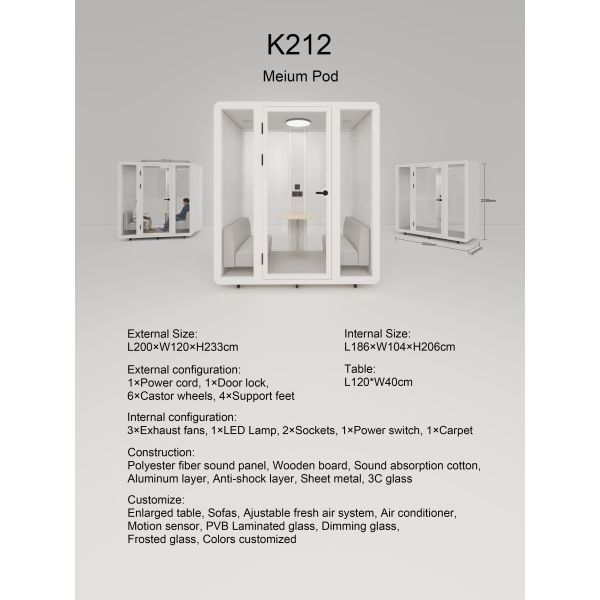 Cabina insonorizada elegante, cabinas de negocios blancas, cápsulas insonorizadas para oficina