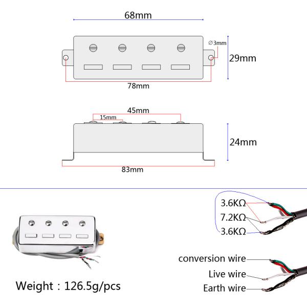 Four String Electric Bass Mini Guitar Pickup Ceramic Cooper Plastic Material