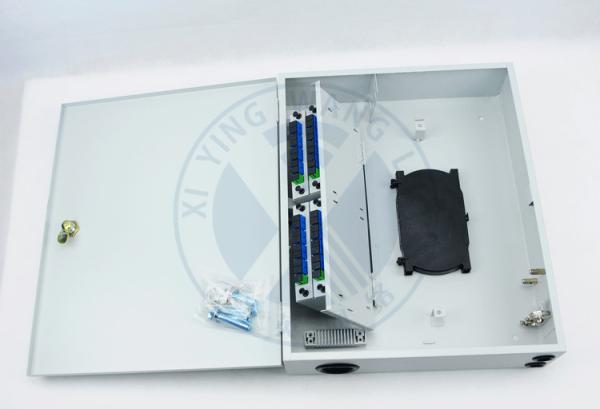 Indoor Cold rolled steel(SPCC)  Wall Mounted Fiber Optic Distribution Box with 4*1:8 PLC Port SC