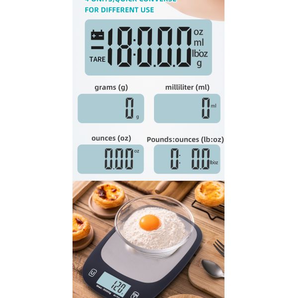 5KG Maximum Weight Recommendation Nutritional Scale Accurate Kitchen Scales Waterproof Digital Kitchen Weighing Scale