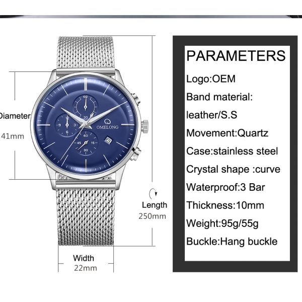 Curved Mineral Glass 316L Quartz Stainless Steel Watch Japan Movement