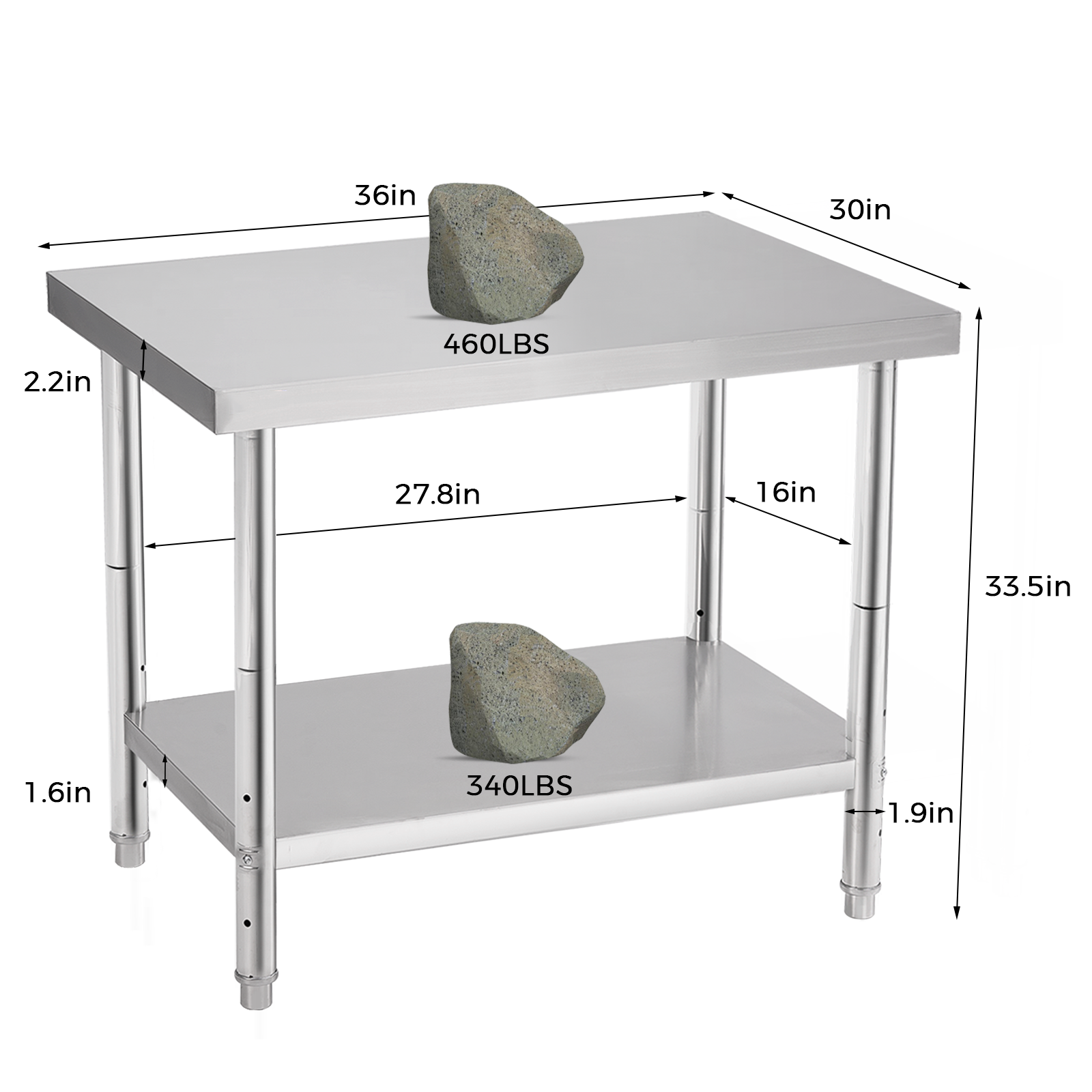 Durable Construction Stainless Steel Work Table with Customized Size and Easy Mobility for Commercial Kitchen