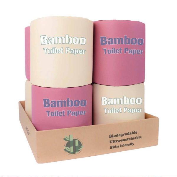 Eco-Friendly Organic Recycled Bamboo Toilet Paper Soft Natural Color Unbleached