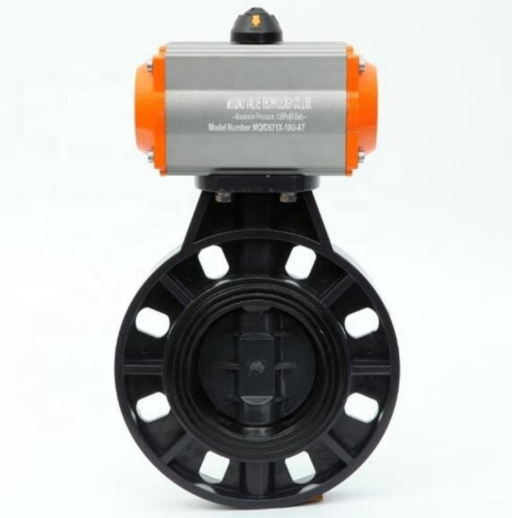 UPVC Wafer Pneumatic Butterfly Valve EPDM Seat Anti-Corrosion Plastic Butterfly Valve for Chemical Sewage Pipeline