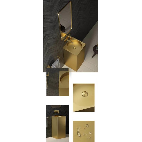 Multi Colors Stainless Steel Hand Wash Sink Freestanding Square Column Shape