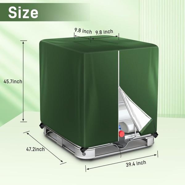 IBC Tote Cover for 1000L Outdoor 275 Gallon Rain Barrel UV Resistant Waterproof Outdoor IBC Covers - Grey GREEN