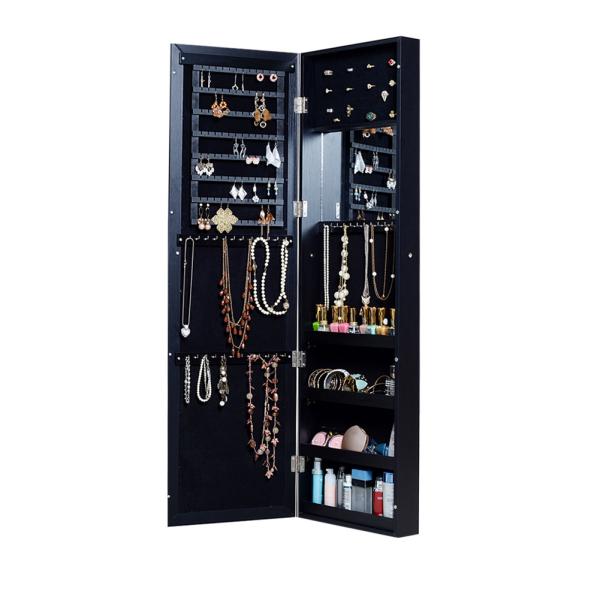 Black MDF Mirror Jewelry Armoire Full Length 146cm Height For Living Room