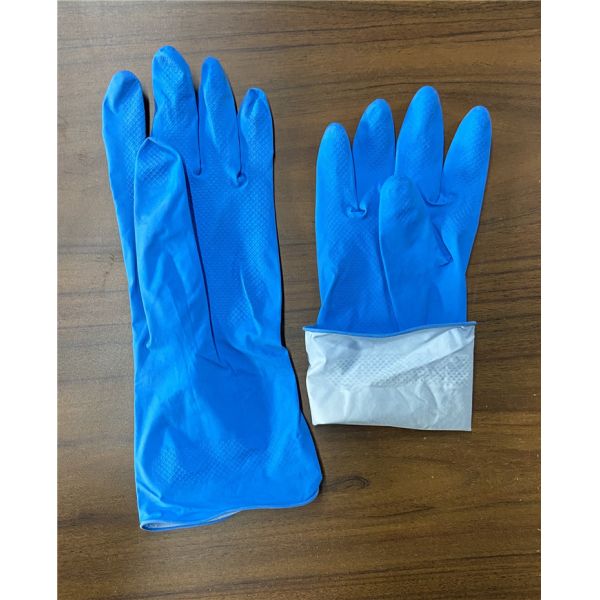 Blue M60g Natural Latex Kitchen Rubber Gloves Nonslip