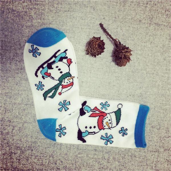 Amazing christmas snowman patterned design organic cotton wearing socks for women