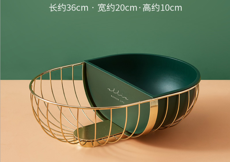 Double Partition Electroplating Steel Fruit Basket Fall Resistant
