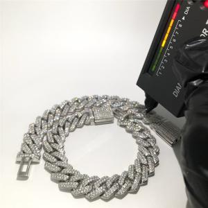bracelete de corrente cubano 24inch de 2Raw Moissanite 14mm Cuban Link para a