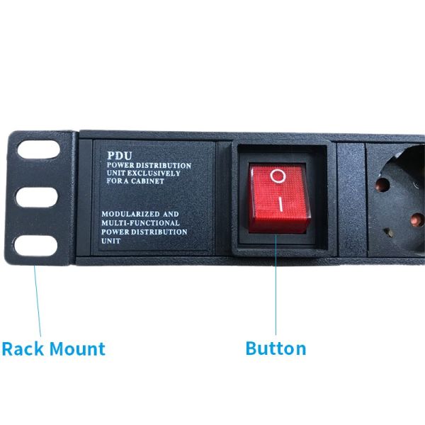 Black Euro 6 Way Network Cabinet Accessories Max Current 10A BS 10A Plug