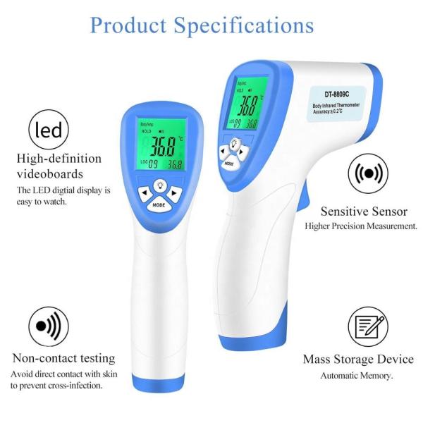 Instant Read Infrared Forehead Thermometer Fever Indicator Three Colour