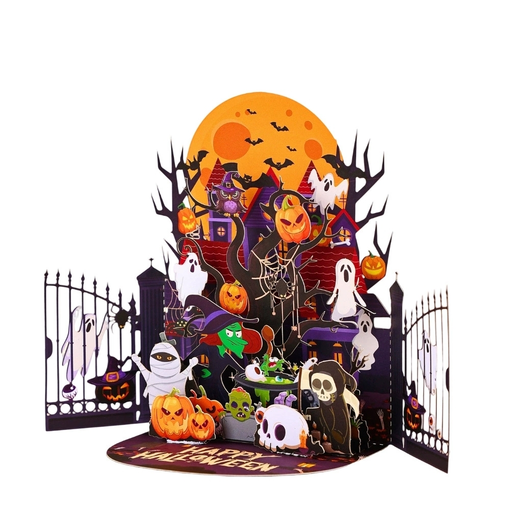 Halloween Pop-Up Greeting Cards 3D Spooky House Party Invitations