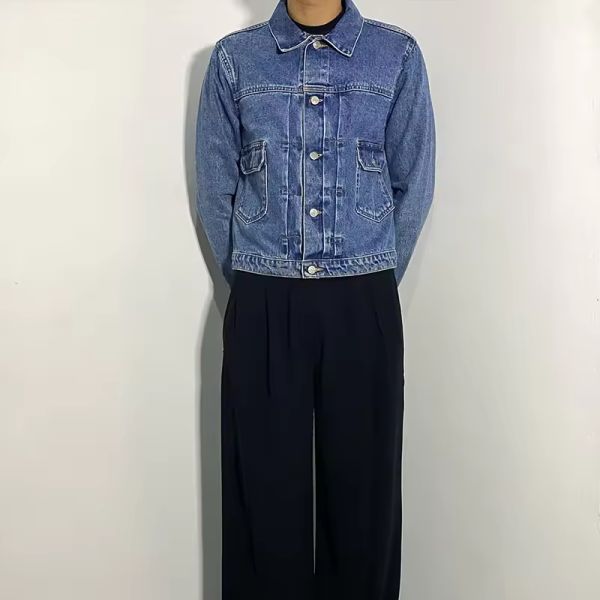 Custom 100% Cotton Washed Denim Jacket with Pocket Single Button Denim Jacket for Men Slim Fit High Quality Denim Jacket