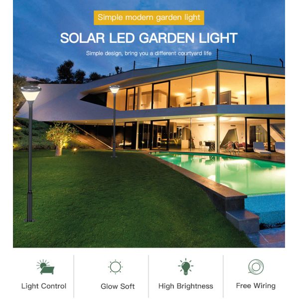 100Lm Integrated Solar Garden Light Waterproof aluminum optically controlled solar lights For Lawn Walkway Yard Park