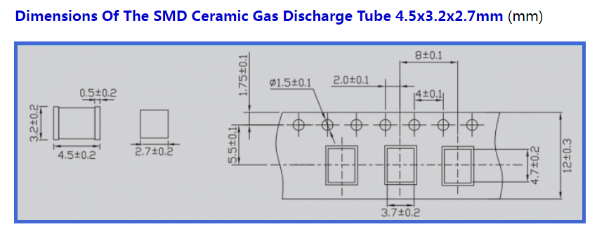 SMD1812 Patch GDT Ceramic Gas Discharge Tube Lightning Protection SMD600XM