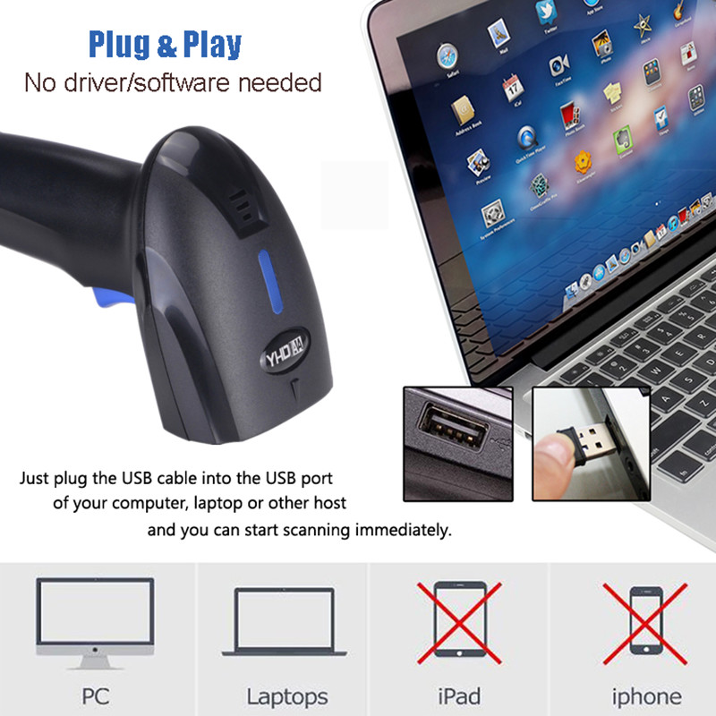Блок развертки штрихкода CCD YHD-1100C 1D с соединением USB связал проволокой Handheld
