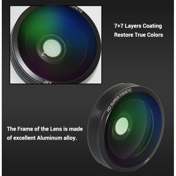 Wide Angle Phone Camera Lens HD Phone Fisheye Lens With 230 Degree