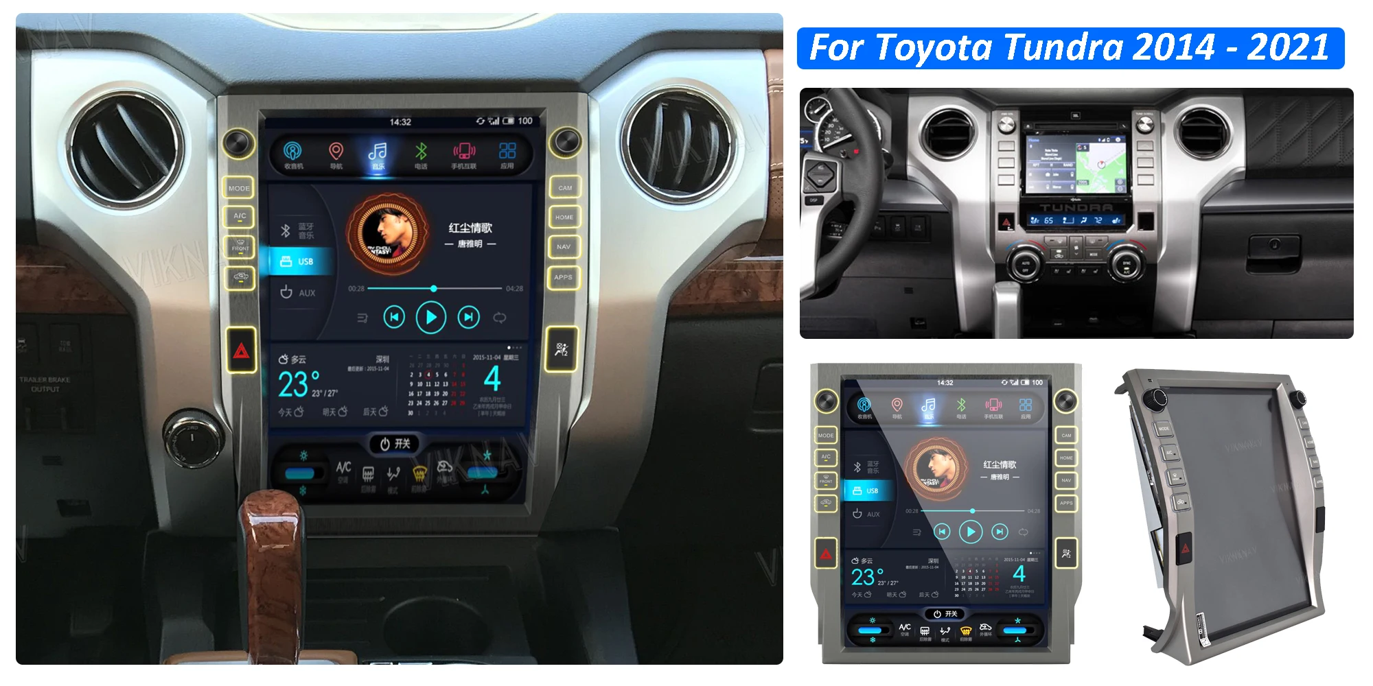 Послепродажная Toyota Tundra Head Unit Автомобильное радио стерео 2014-2021 Беспроводная панель управления