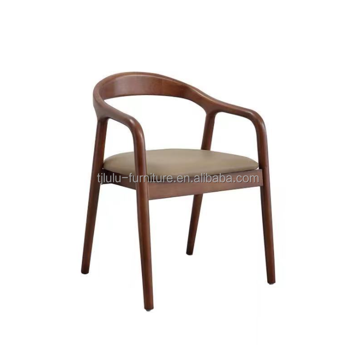 Solid Wood Nordic Light Luxury Hotel Cafe Fabric or Leather Dining Chair for Fine Dining