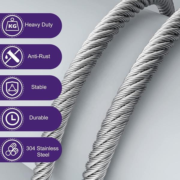 5/16 de acero inoxidable galvanizado cable de cable de avión 7x19 hebra para elevadores de embarcaciones acero especial de dirección fría