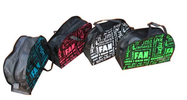 Black Binding Non Woven Carry Bag Traveling Style Zipper Double head Closing Silk Screen Printing