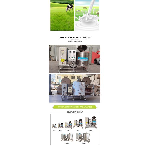 Multi Milk Pasturizer Machine 30-300 Litres Refrigeration Pasteurized Yoghurt Pasteurization Machine