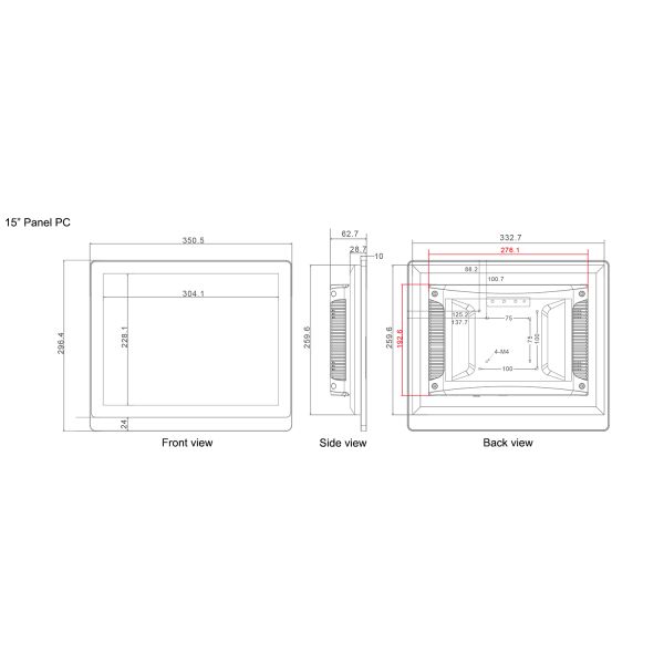 Resistive Industrial Touch Screen Panel	Sliver Aluminum Alloy 15 Inch DC 12V