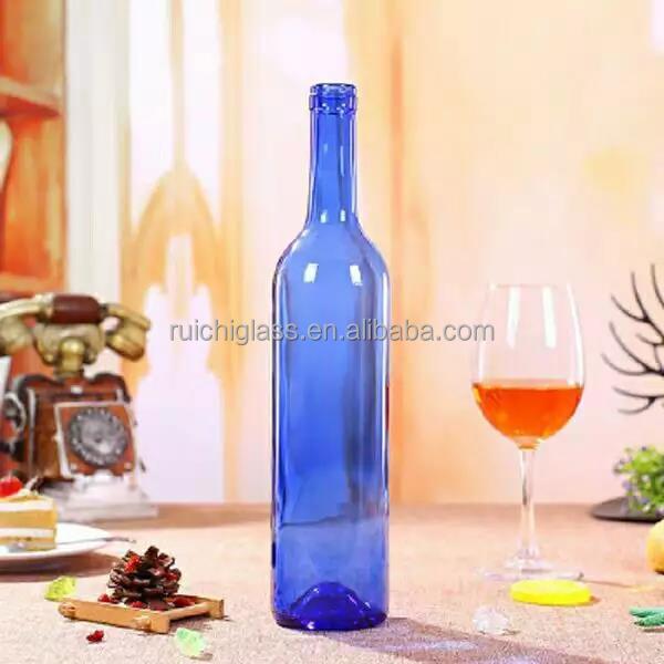 Garrafa de vinho de vidro verde escuro de 750 ml com tampa de cortiça para embalagens de bebidas