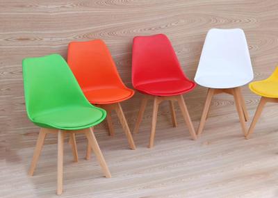 Ergonomic Height Beech Wood Chair , High Back Leather Dining Chairs
