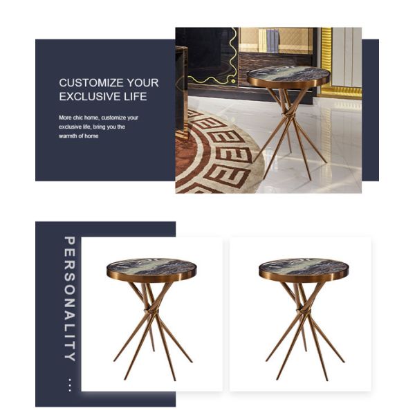 Сторона современной круглой мраморной таблицы центра стальная небольшая на спальня 50x50x60cm