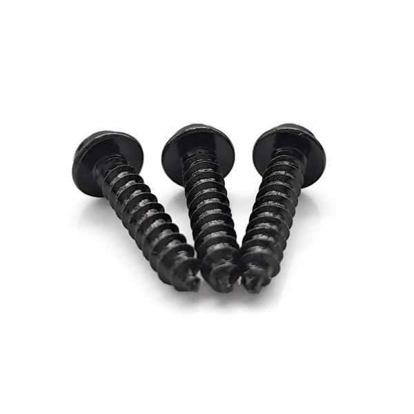 Black Zinc Plated Round Head Self-Tapper – Phillips Drive with Integrated Washer for Sheet Metal Assembly