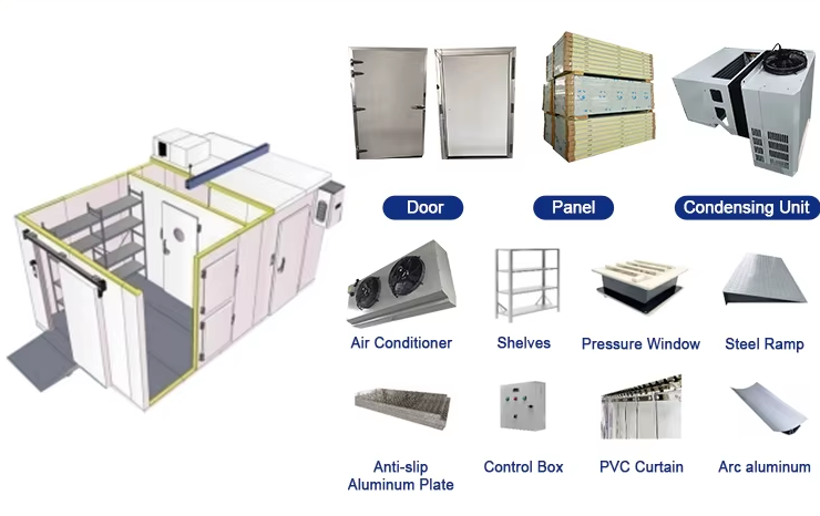 Precise Temperature Control Freezer Cold Room Energy Saving Design High Strength Panels
