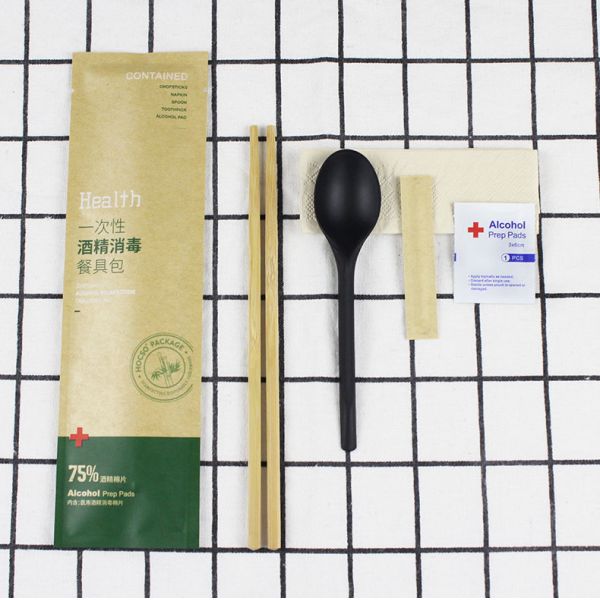 Eco-friendly PLA Cutlery Set for Restaurants Includes Spoon Cutlery Bag and Chopsticks