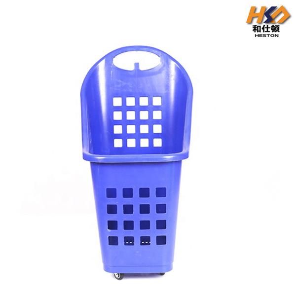 510MM 60LTR Red Mini Shopping Grocery Pickup Market Basket With Handles Four Wheels