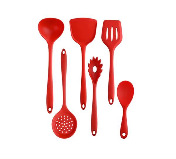 Kitchen Cooking Utensils Set, 6 Pcs Non-Stick Silicone Cooking Kitchen Utensils Spatula Silicone Handle Silicone Kitchen